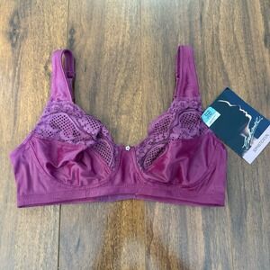 Vintage Enhance Sophistication Lace Underwire Bra 36B Plum Y2K 90s Lingerie 6372